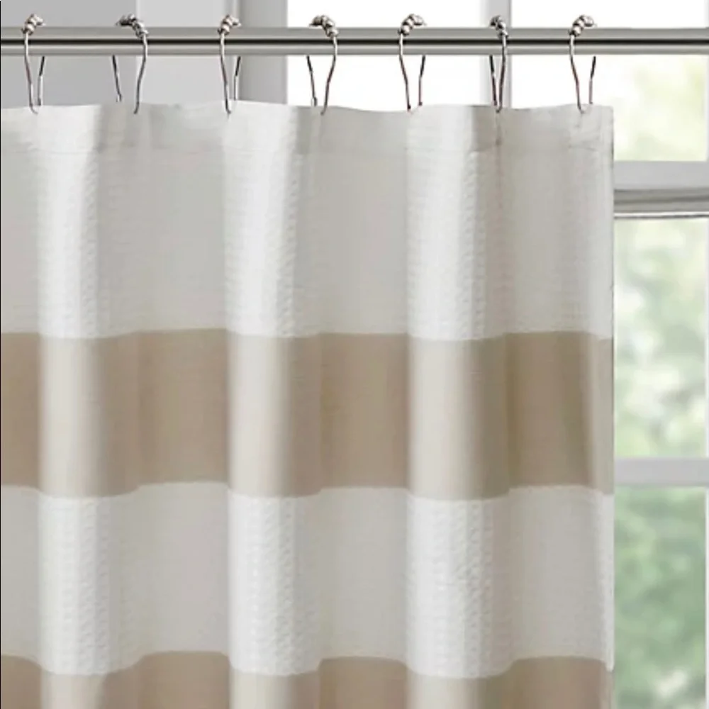 New with tag MADISON PARK SPA WAFFLE SHIWER CURTAIN w/SCOTCHGARD REPELLENT TAUPE